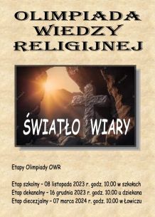Olimpiada Wiedzy Religijnej dla klas 7 i 8. Hasło ŚWIATŁO WIARY.